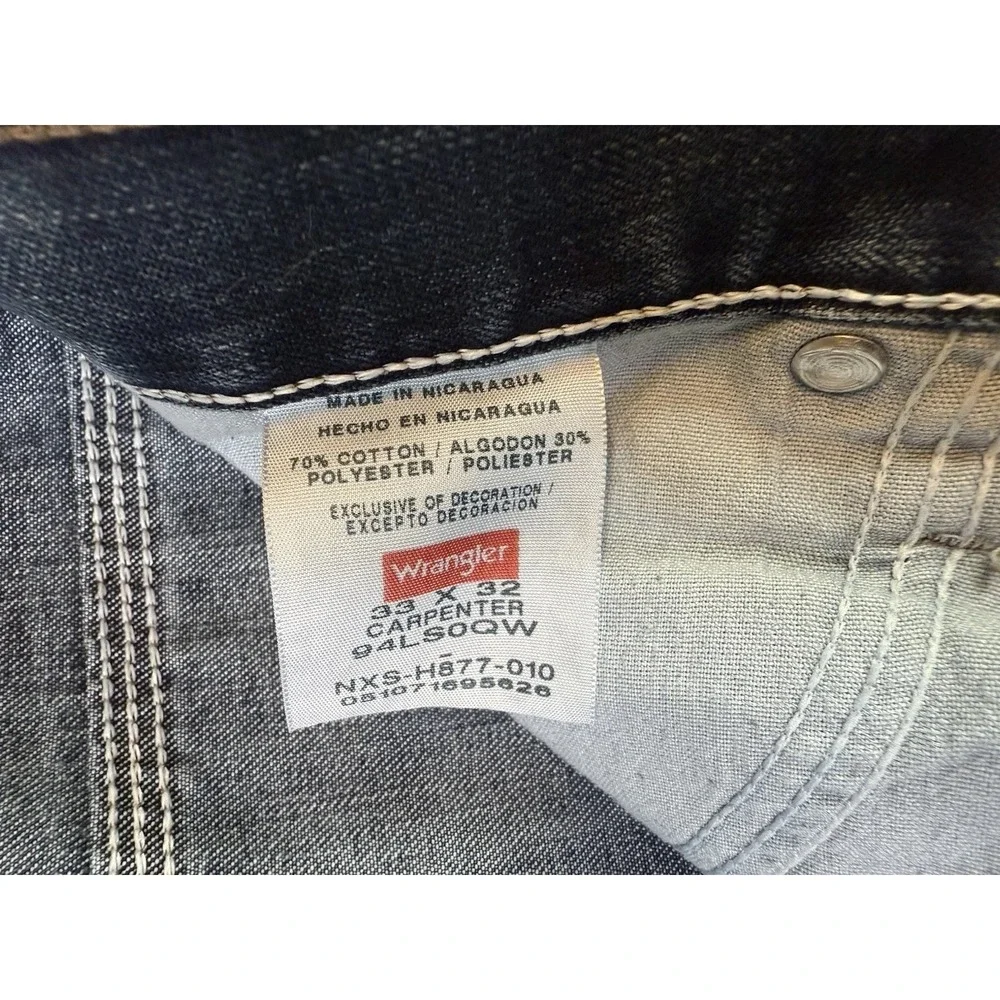 Vtg‎ Wrangler Carpenter Jeans Work Men Size 33x32 Blue Denim Utility Pants Y2K